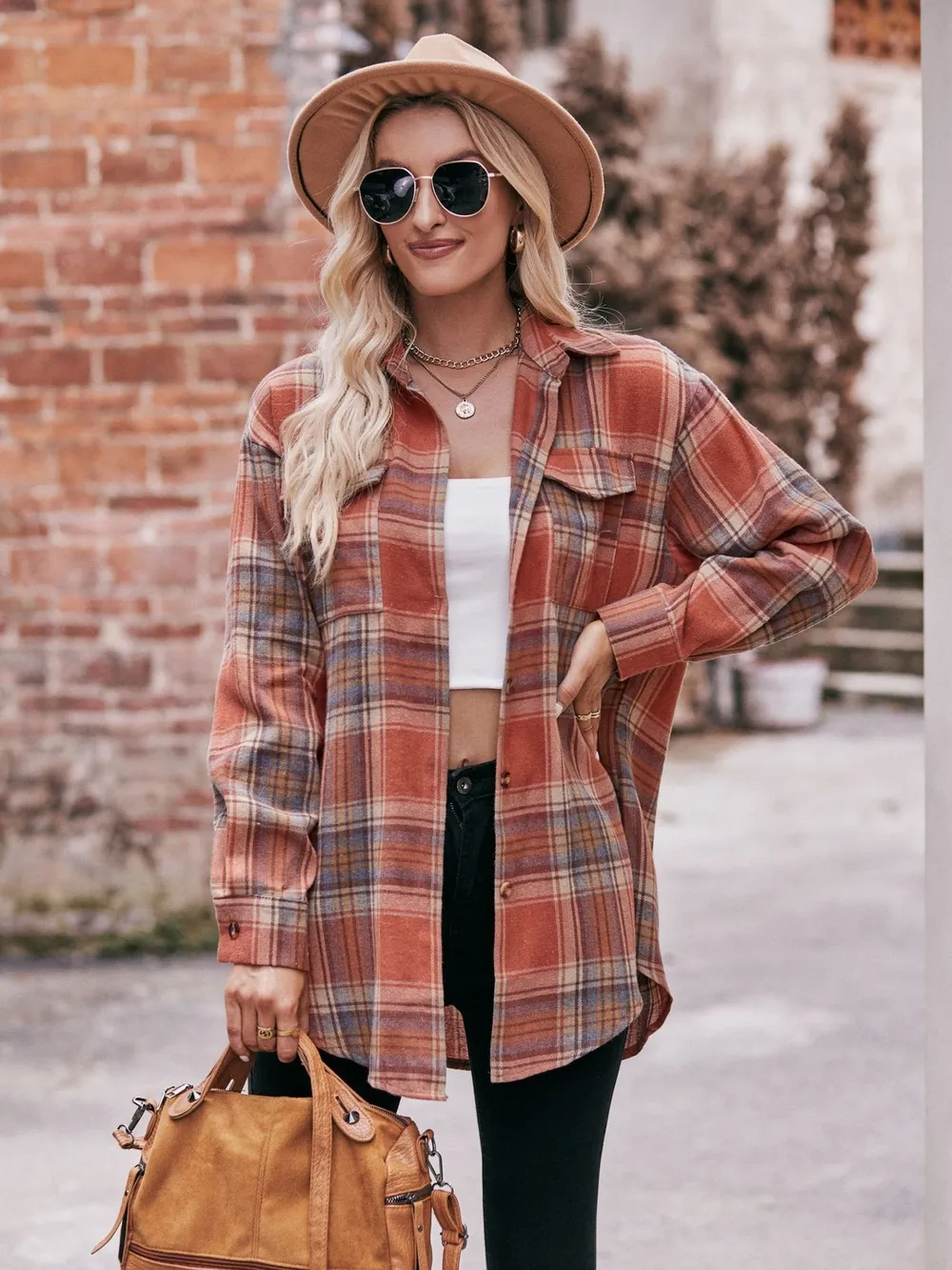 Plaid Button-Down Long Sleeve Shirt, image 12