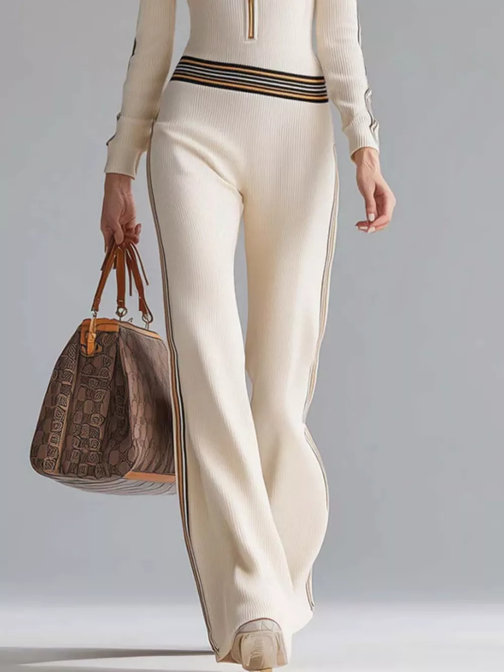 Striped Zip Front Hooded Jumpsuit, image 5