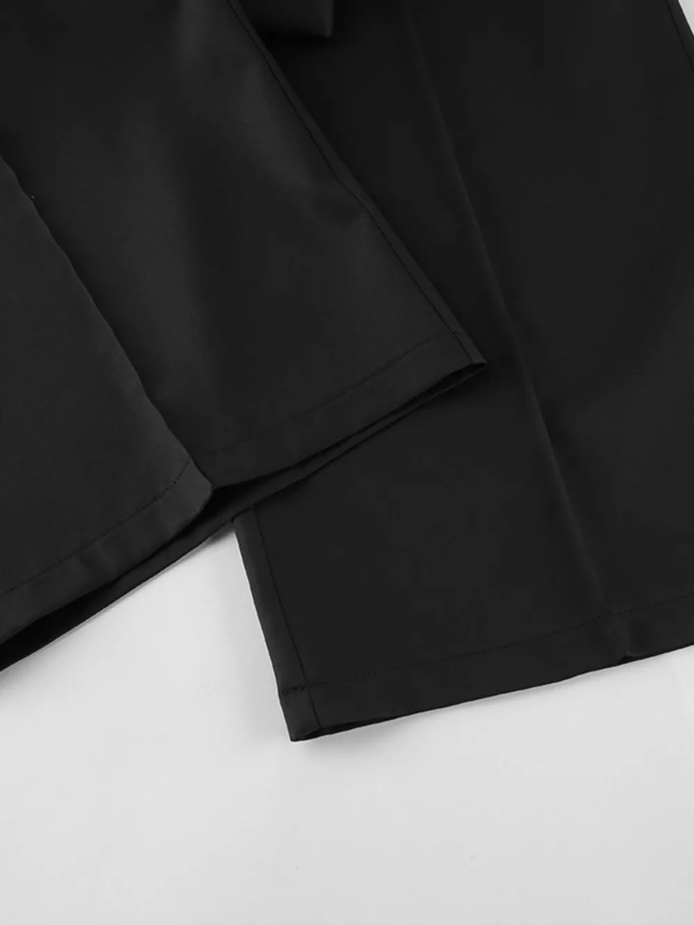 Chic Button Down Pleated Blazer and Wide-Leg Pants Suit Set, image 14