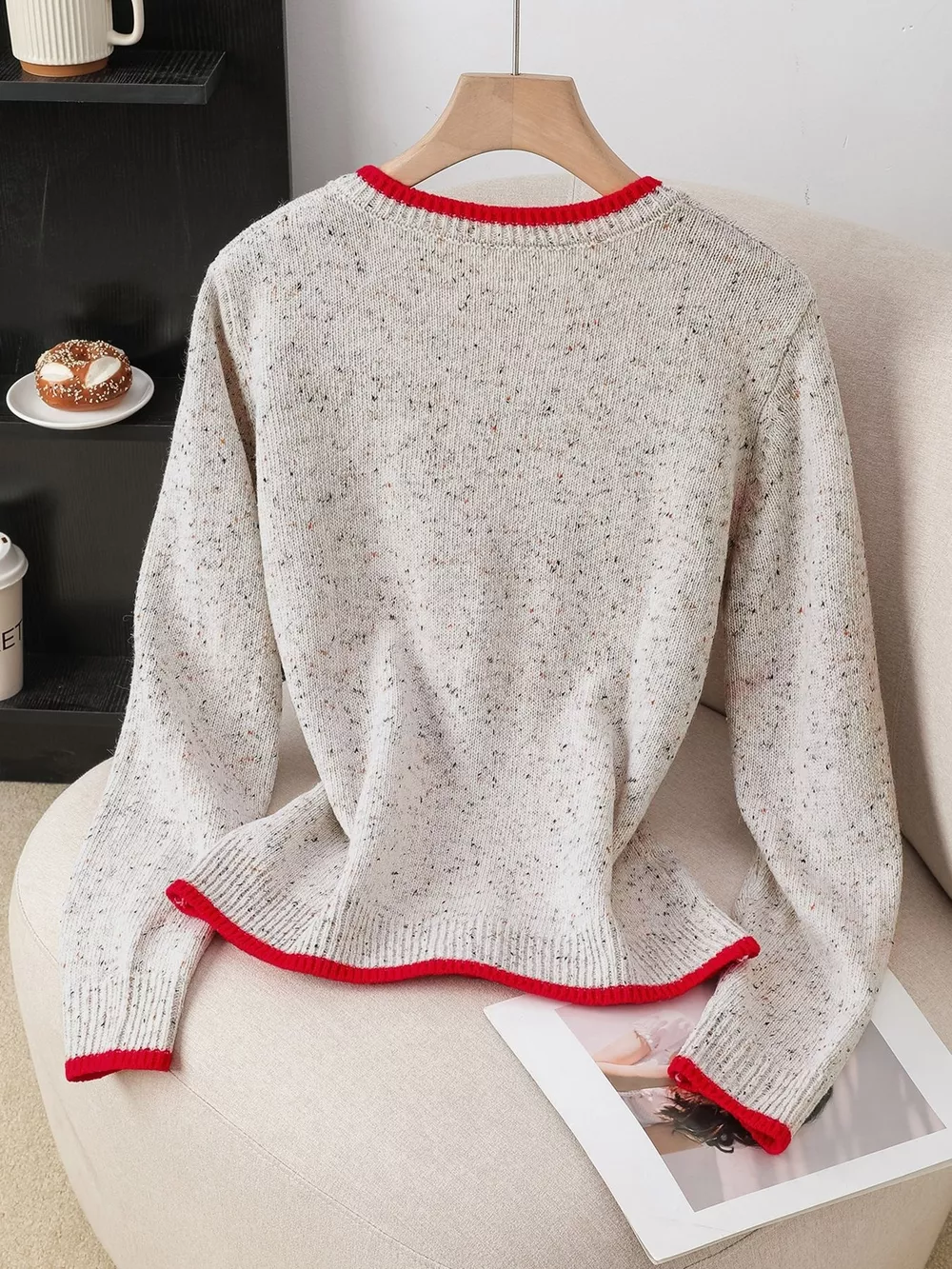 Contrast Trim Button Up Cardigan, image 2