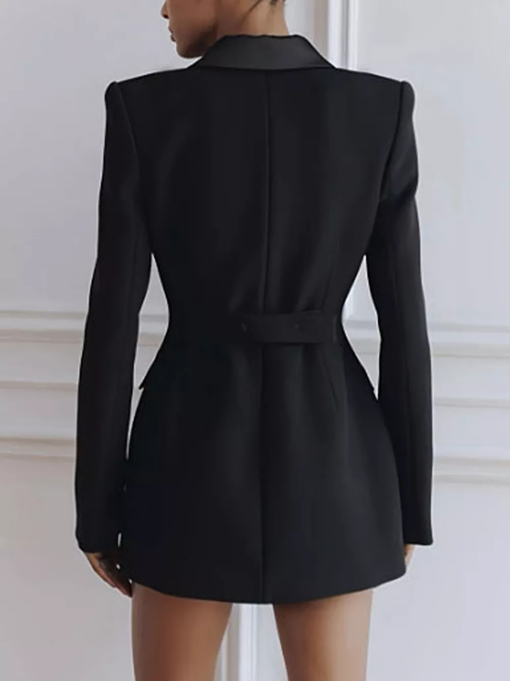 Satin Lapel Double-Breasted Blazer, image 2