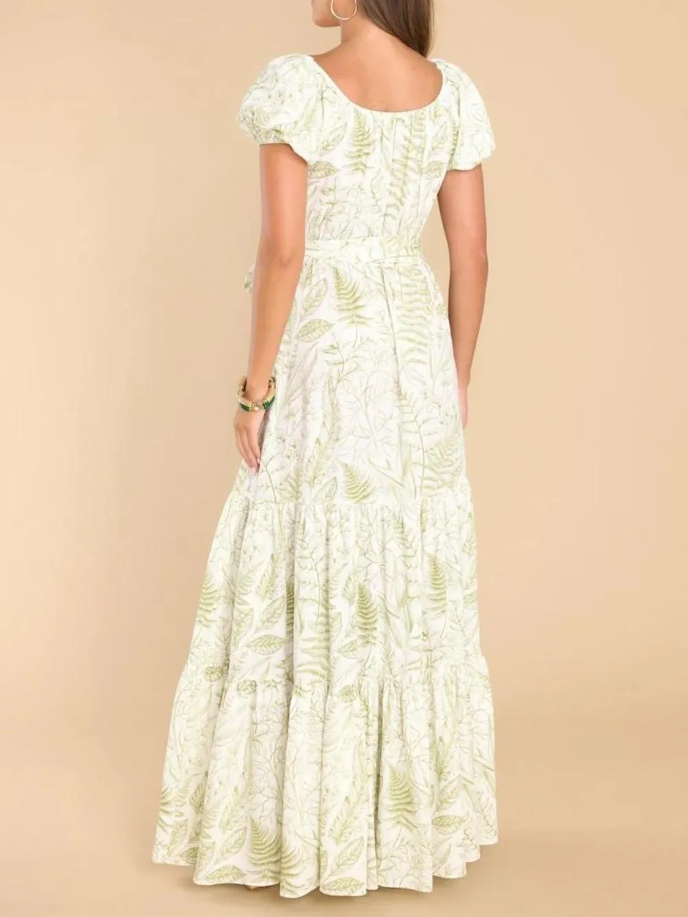 Printed Puff Sleeve Maxi Dress, image 3