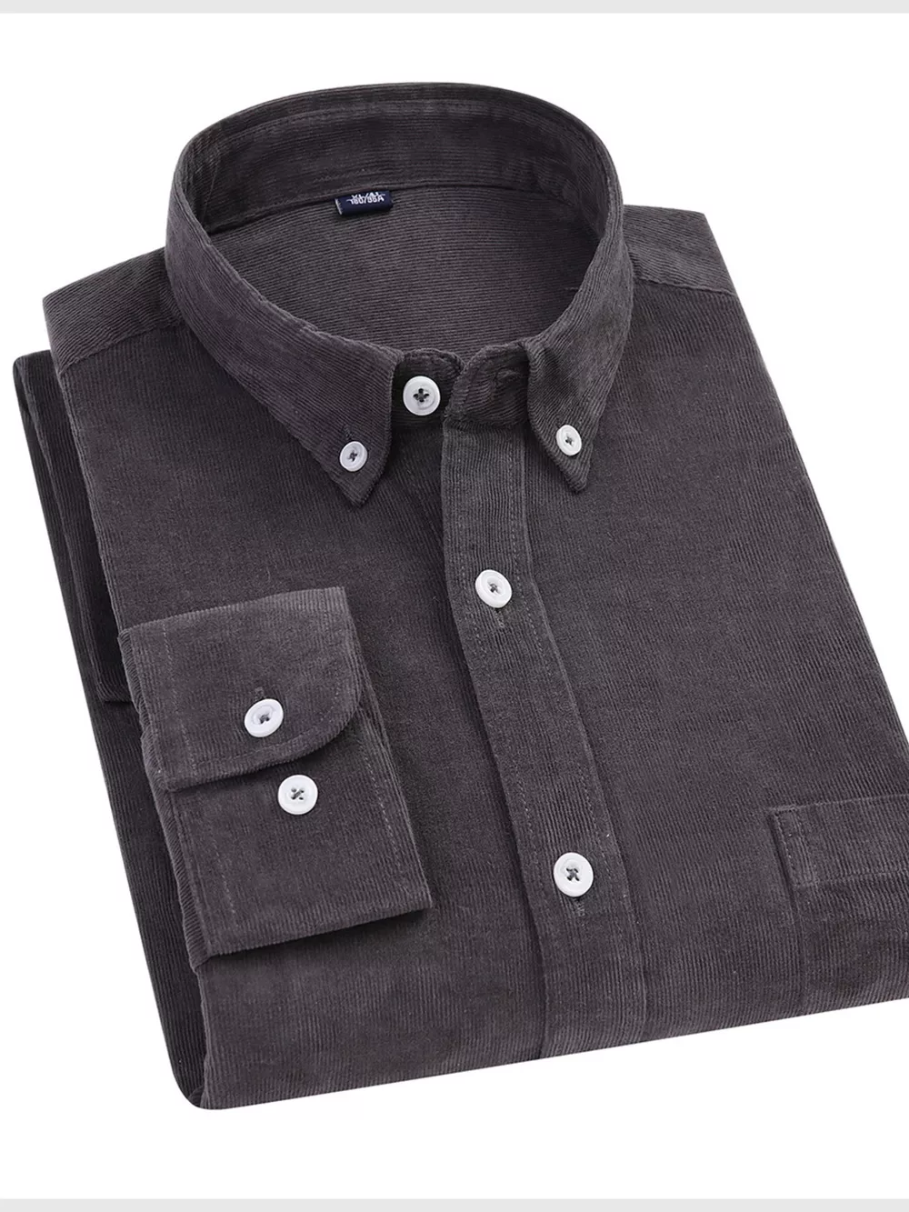 Men's Full Size Corduroy Long Sleeve Button-Down Shirt Plus Size, image 3
