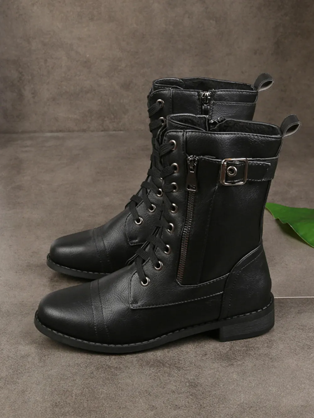 Lace-Up Buckle Detail Boots, image 2