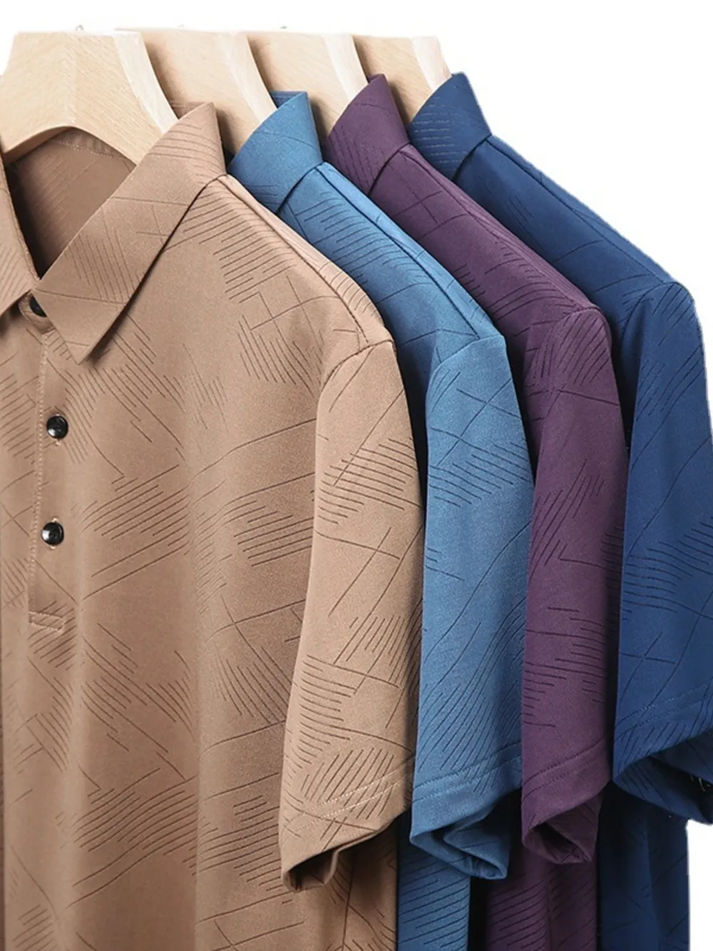 Men's Plus Size Breathable Short Sleeve Geometric Polo, image 5