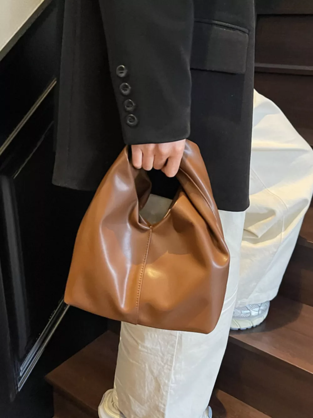 Knot Handle Leather Handbag, image 4
