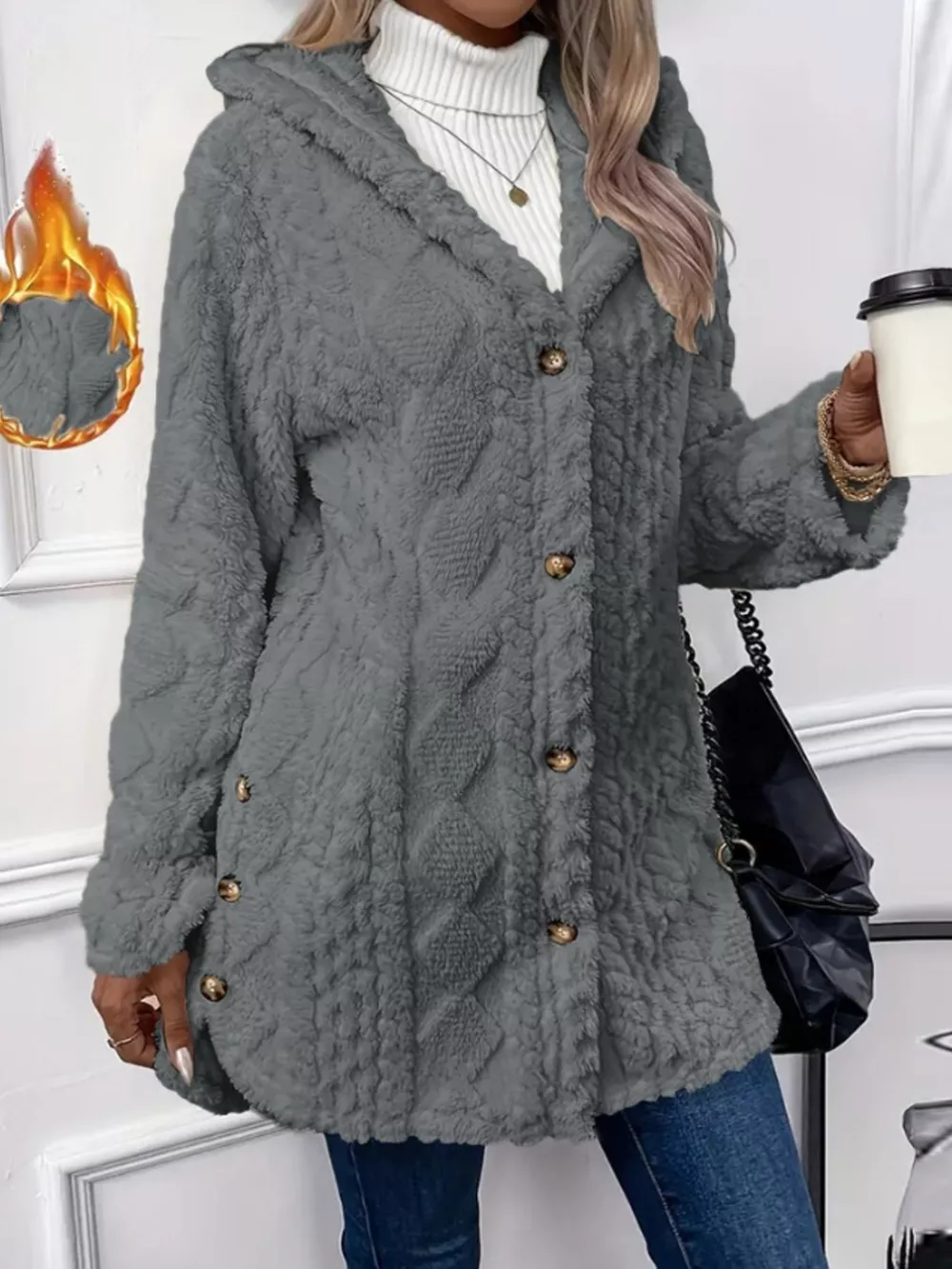 Full Size Button-Down Hooded Outerwear Plus Size, image 14