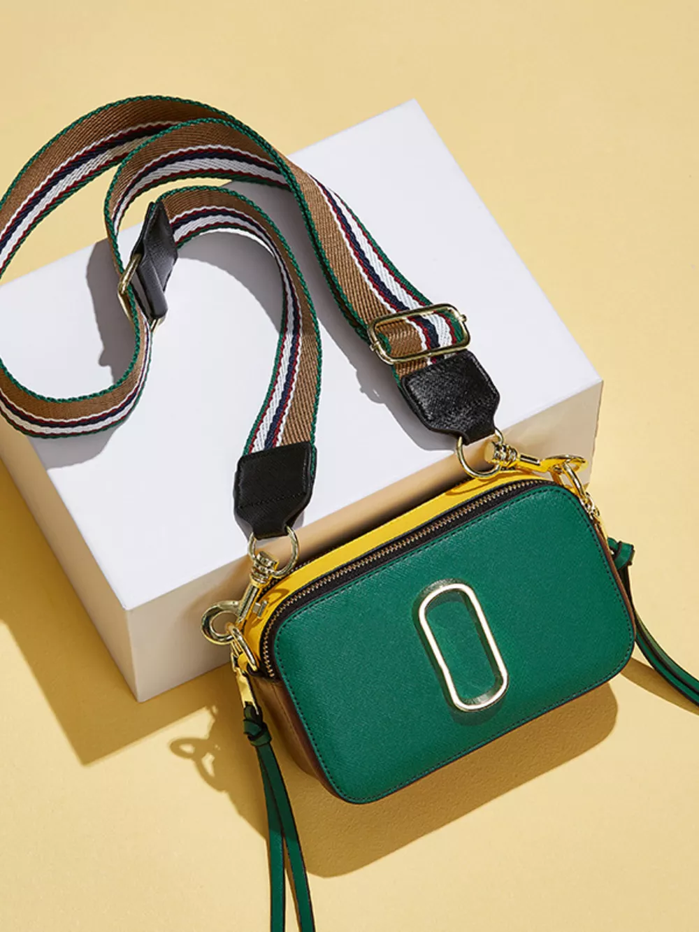 Color-Block Crossbody Bag with Webbing Strap, image 3