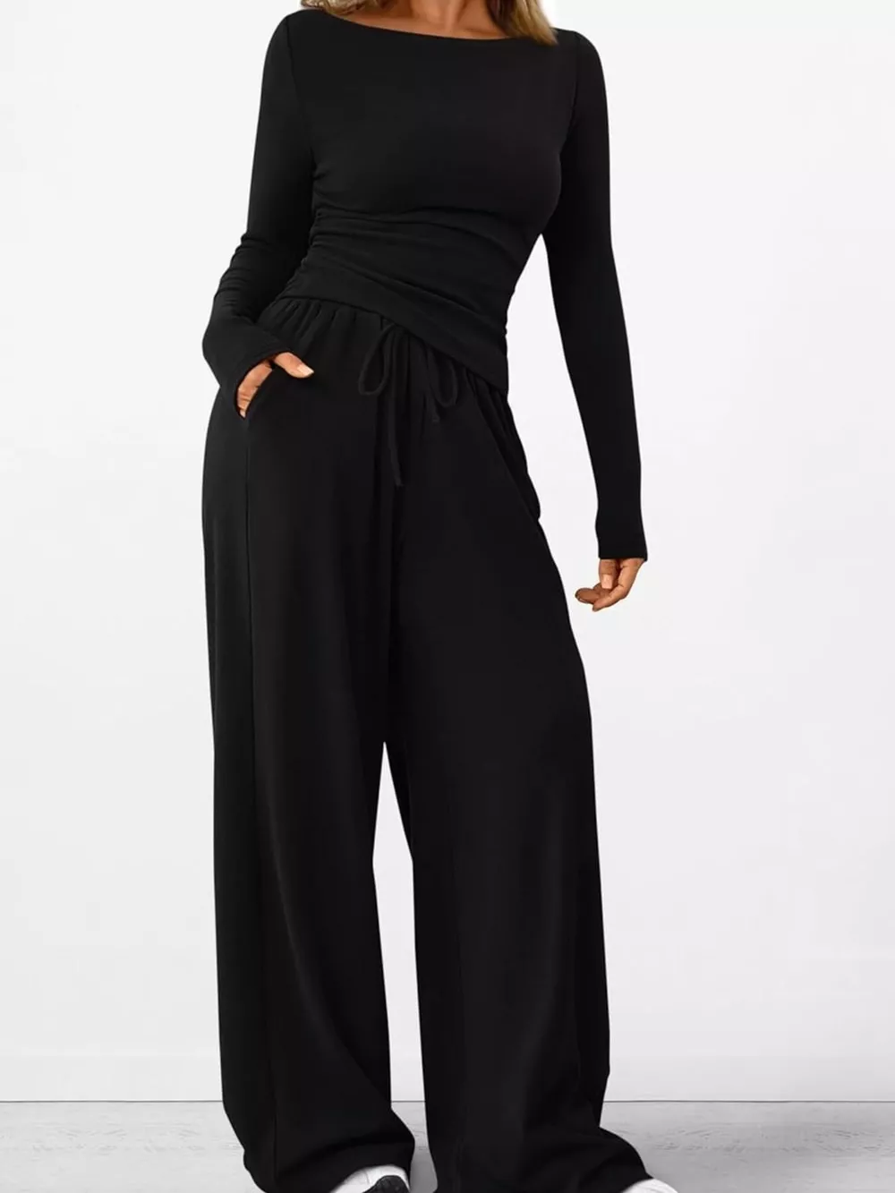 Long Sleeve Top and Wide Leg Pants Set, image 12