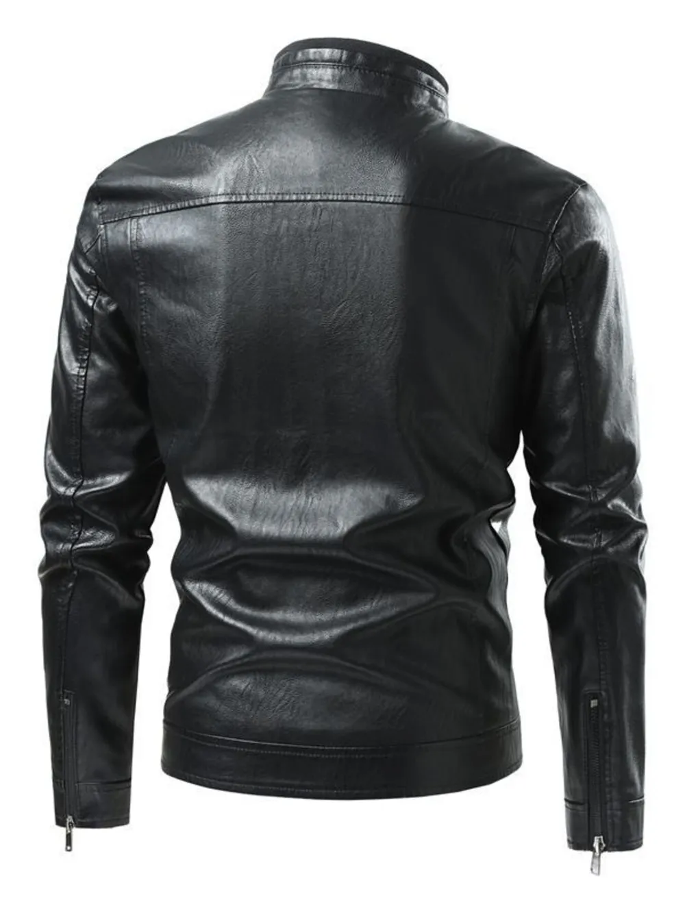 Men's Plus Size Zip Up Leather Moto Jacket, image 3