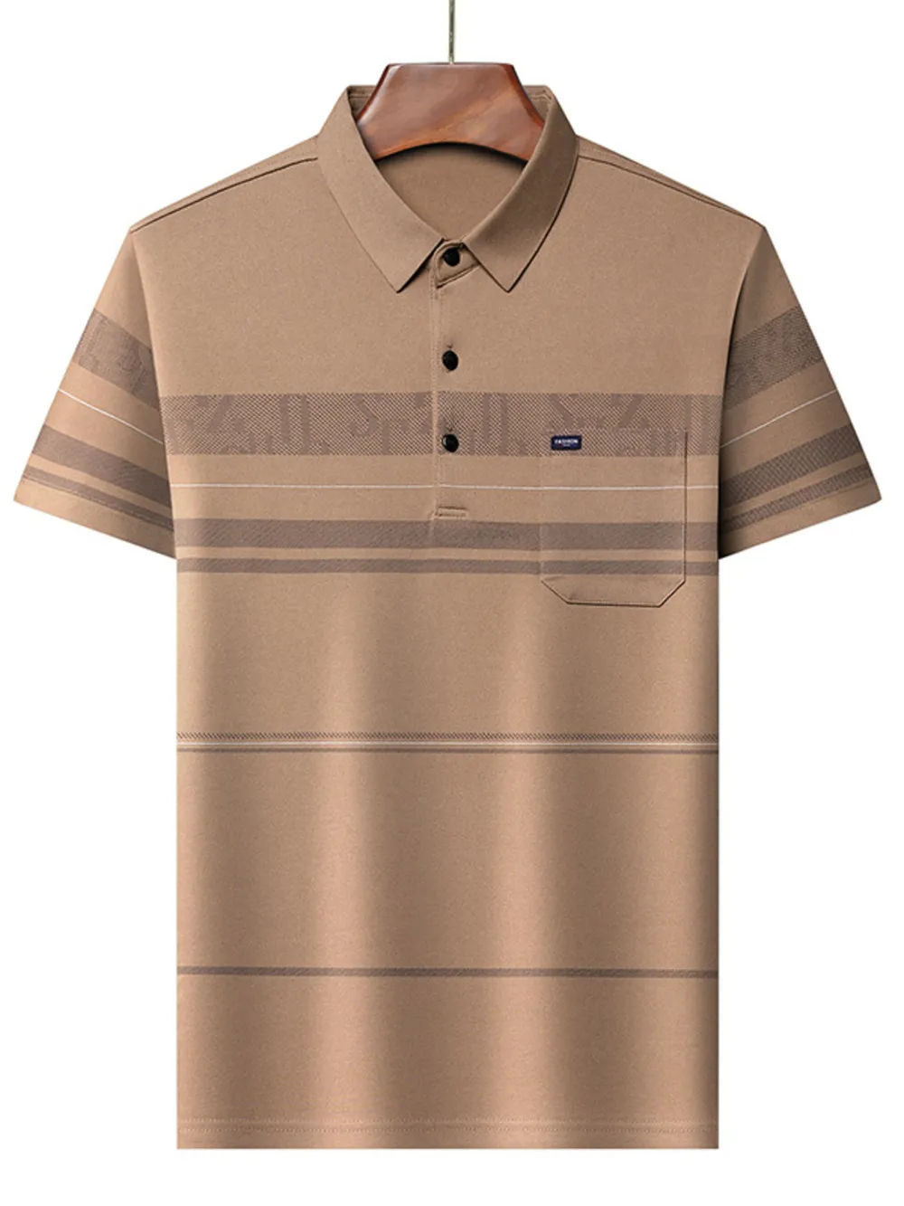 Men's Plus Size Striped Short Sleeve Polo, image 5