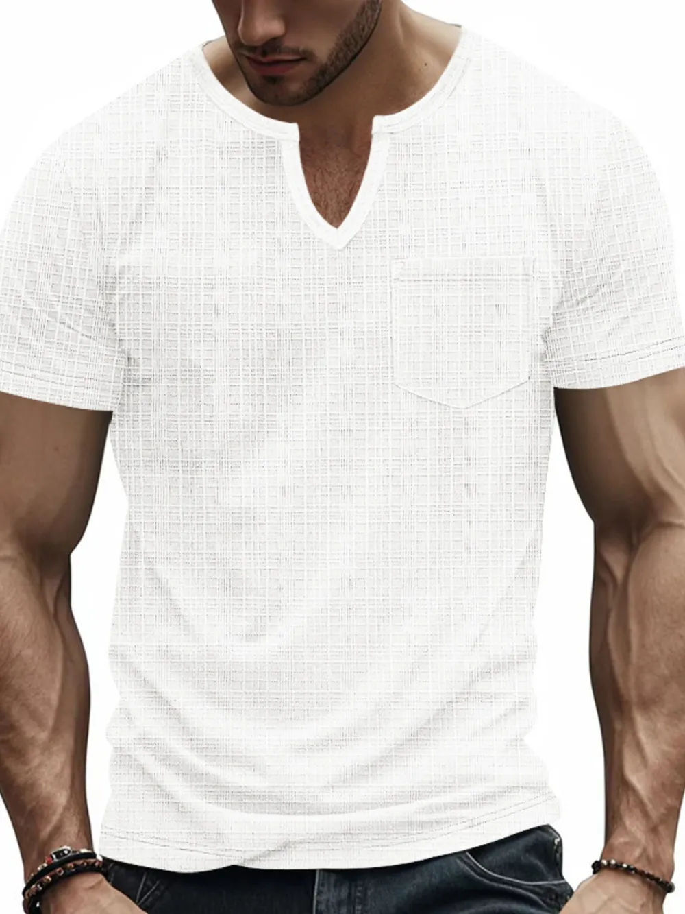 Men's Full Size Notched Short Sleeve T-Shirt Plus Size, image 3
