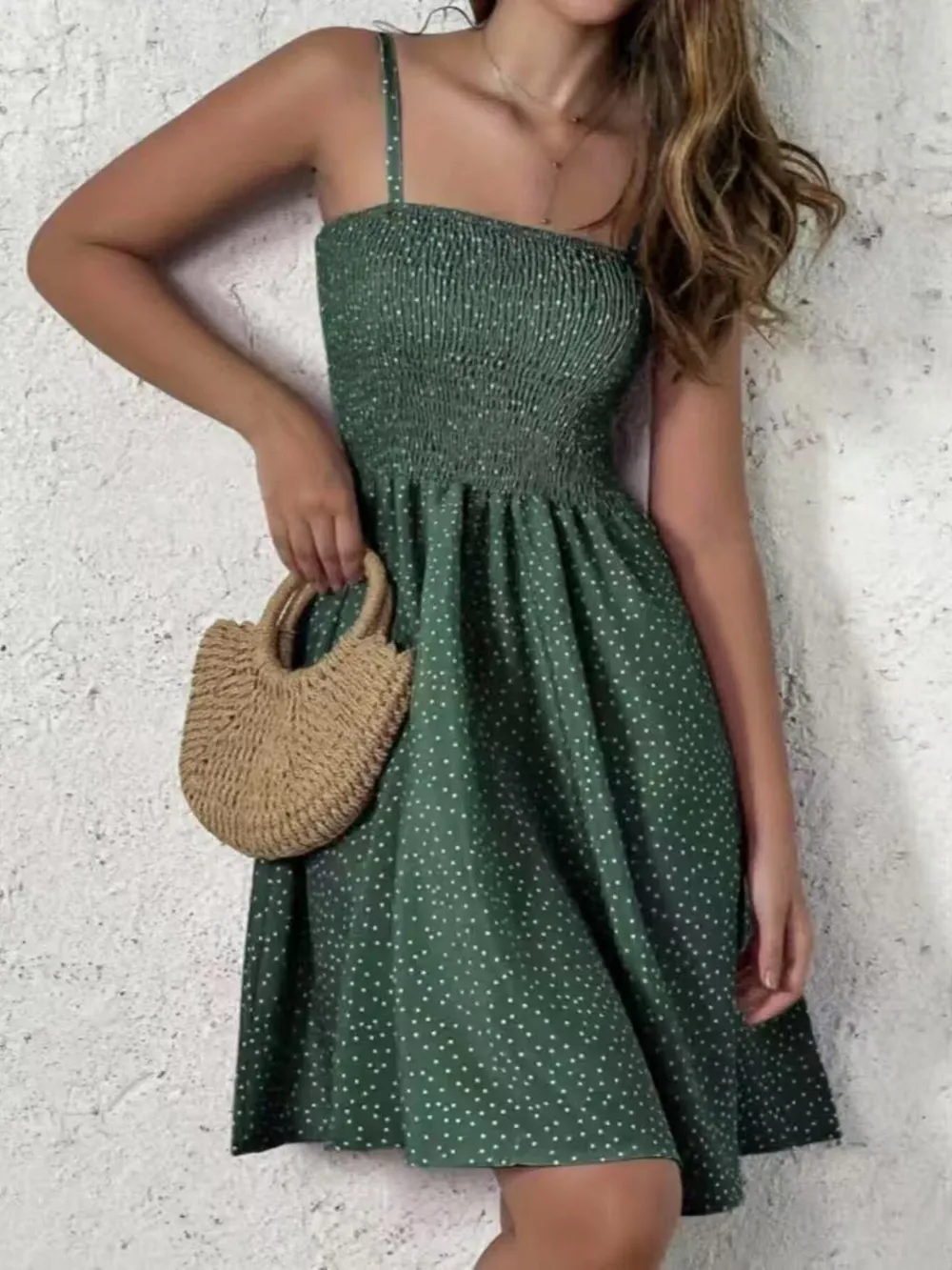 Full Size Smocked Square Neck Cami Dress Plus Size, image 11