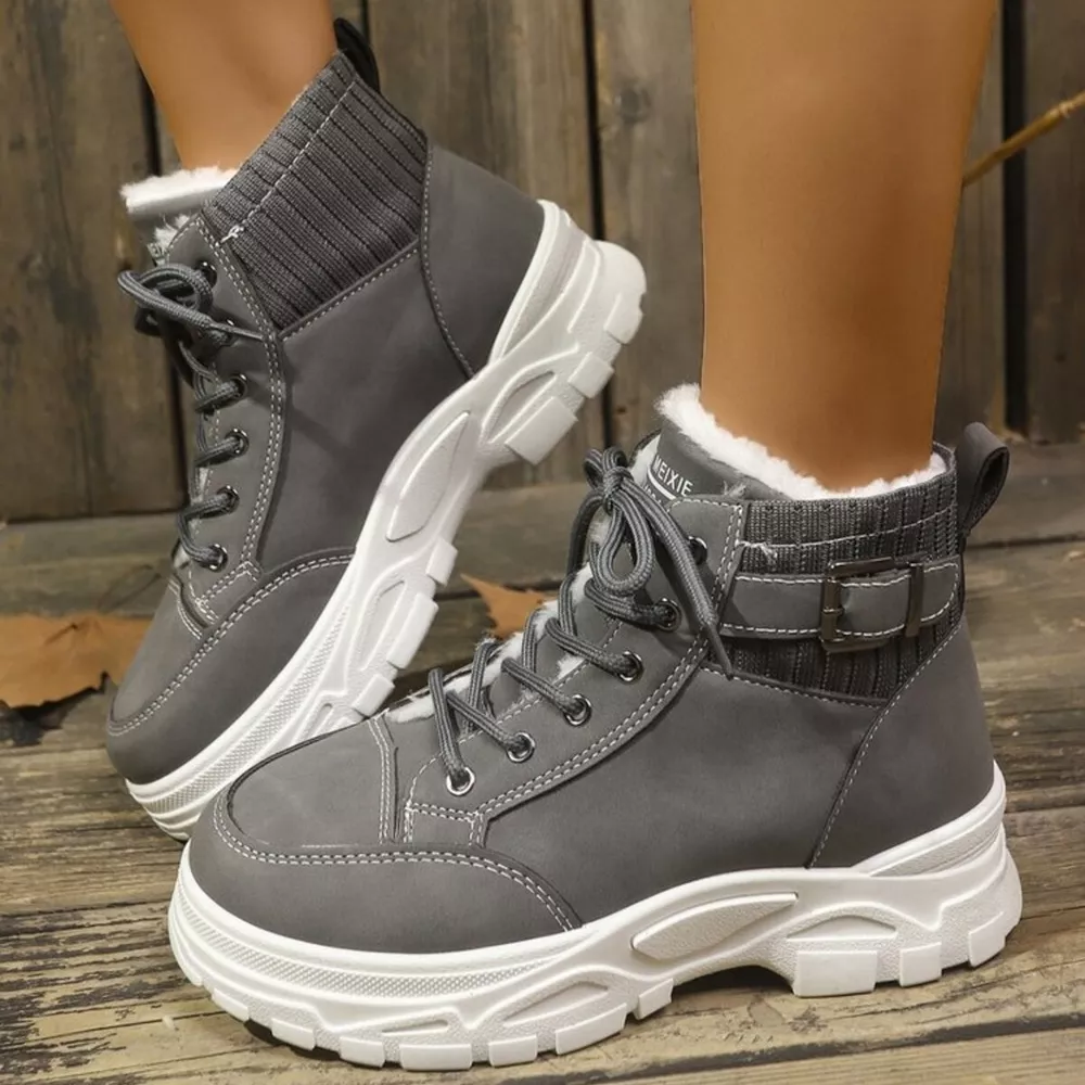 Plush Lining Lace Up Boots, image 4