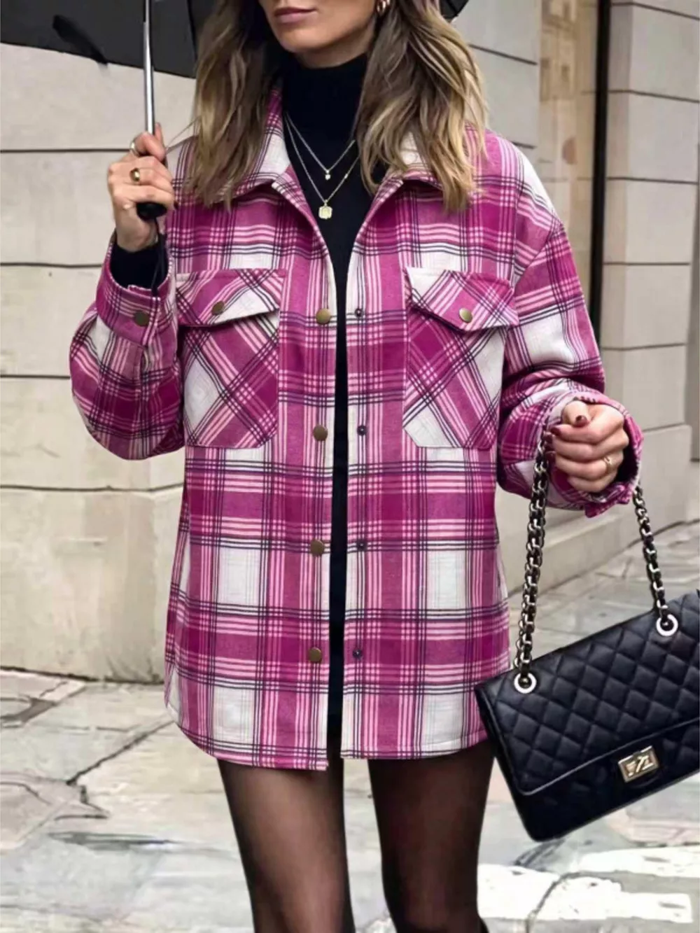Plaid Snap Down Shacket, image 7