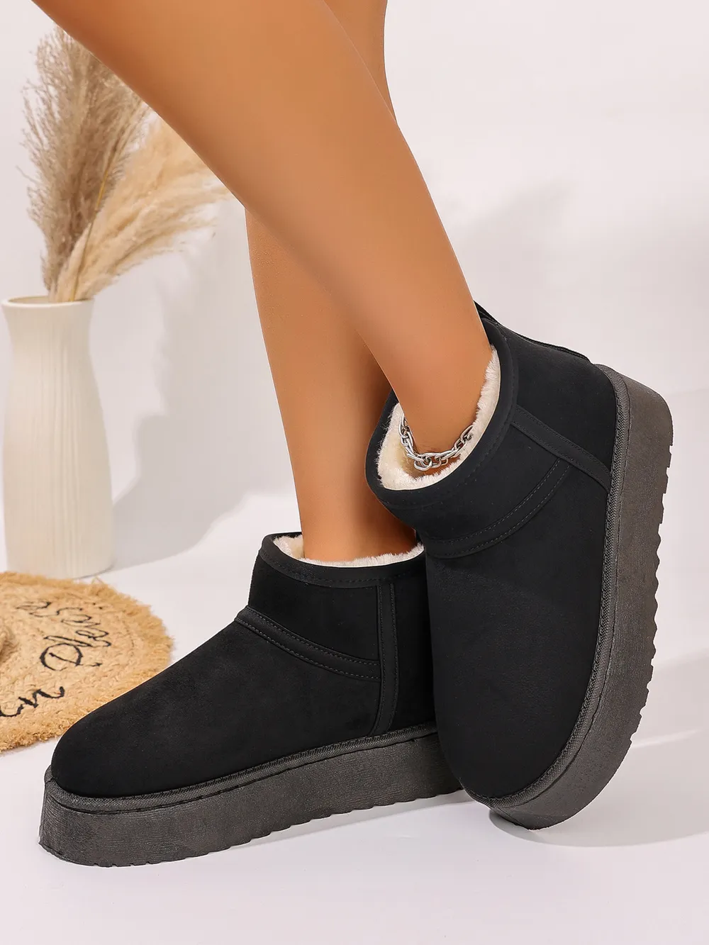 Platform Winter Ankle Boots with Cozy Fleece Lining, image 4
