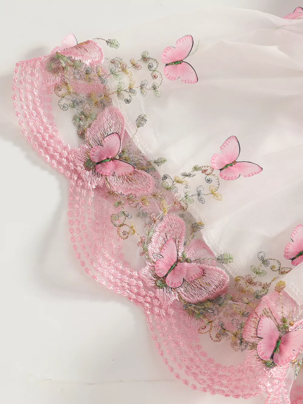 Children's Floral and Butterfly Dress and Cardigan Set with Headband, image 5