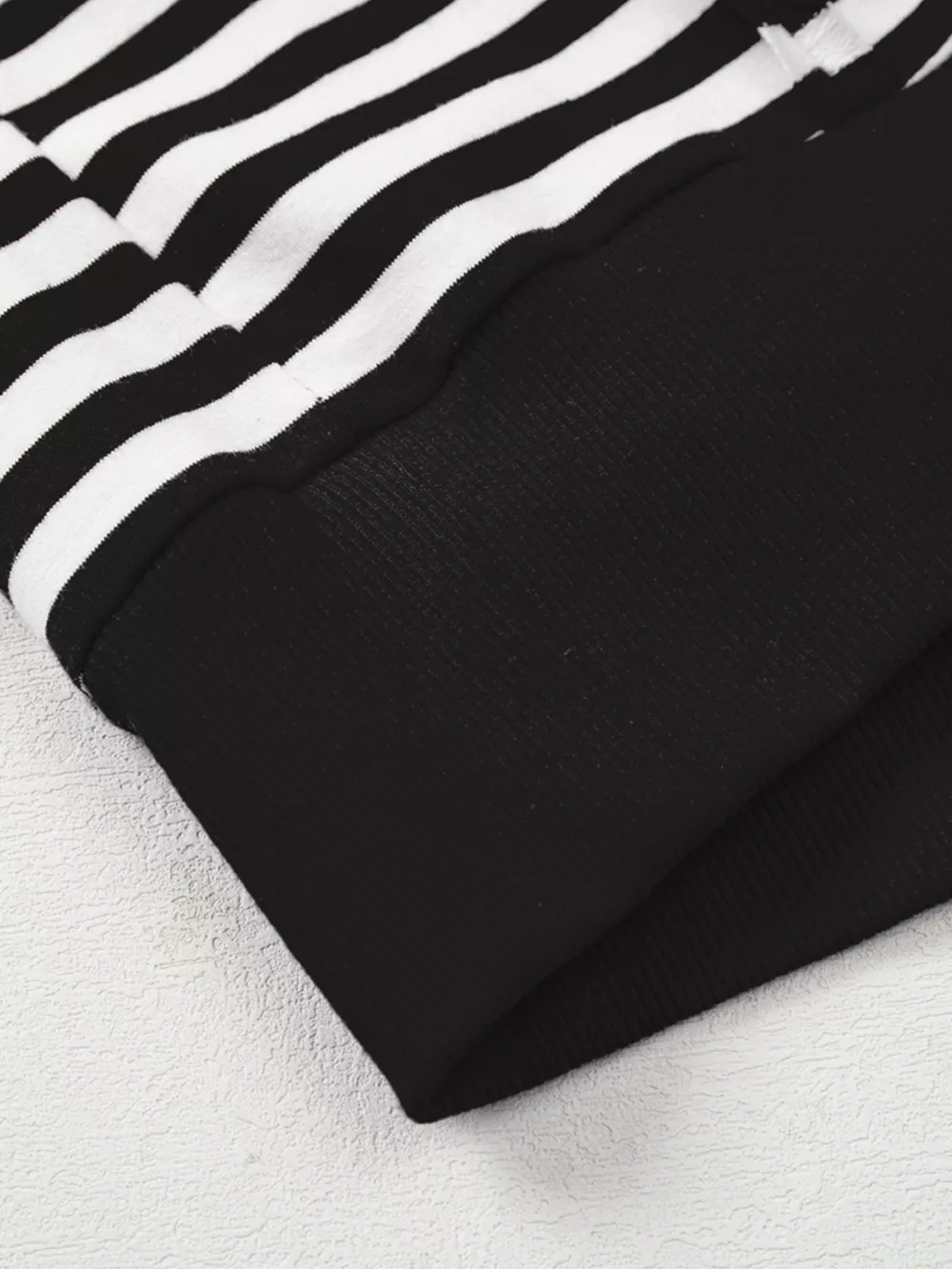 Stripe Exposed Seam Drop Shoulder Casual Pullover Top, image 5