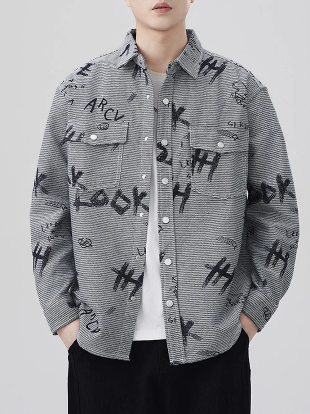 Men's Plus Size Button Up Long Sleeve Shirt, image 2