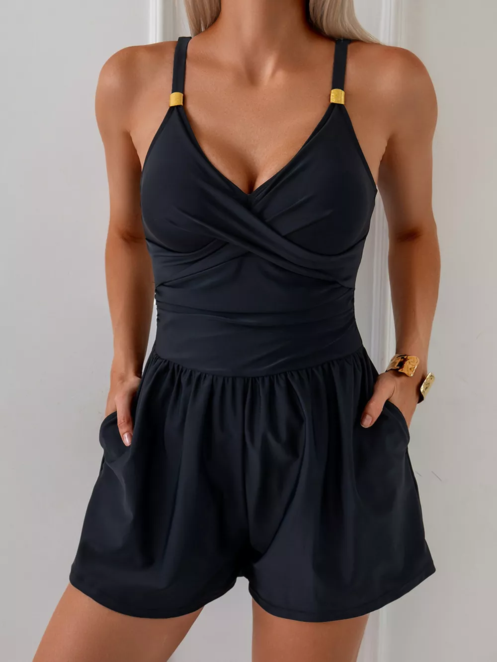 V-Neck Spaghetti Strap One-Piece Swimsuit, image 7