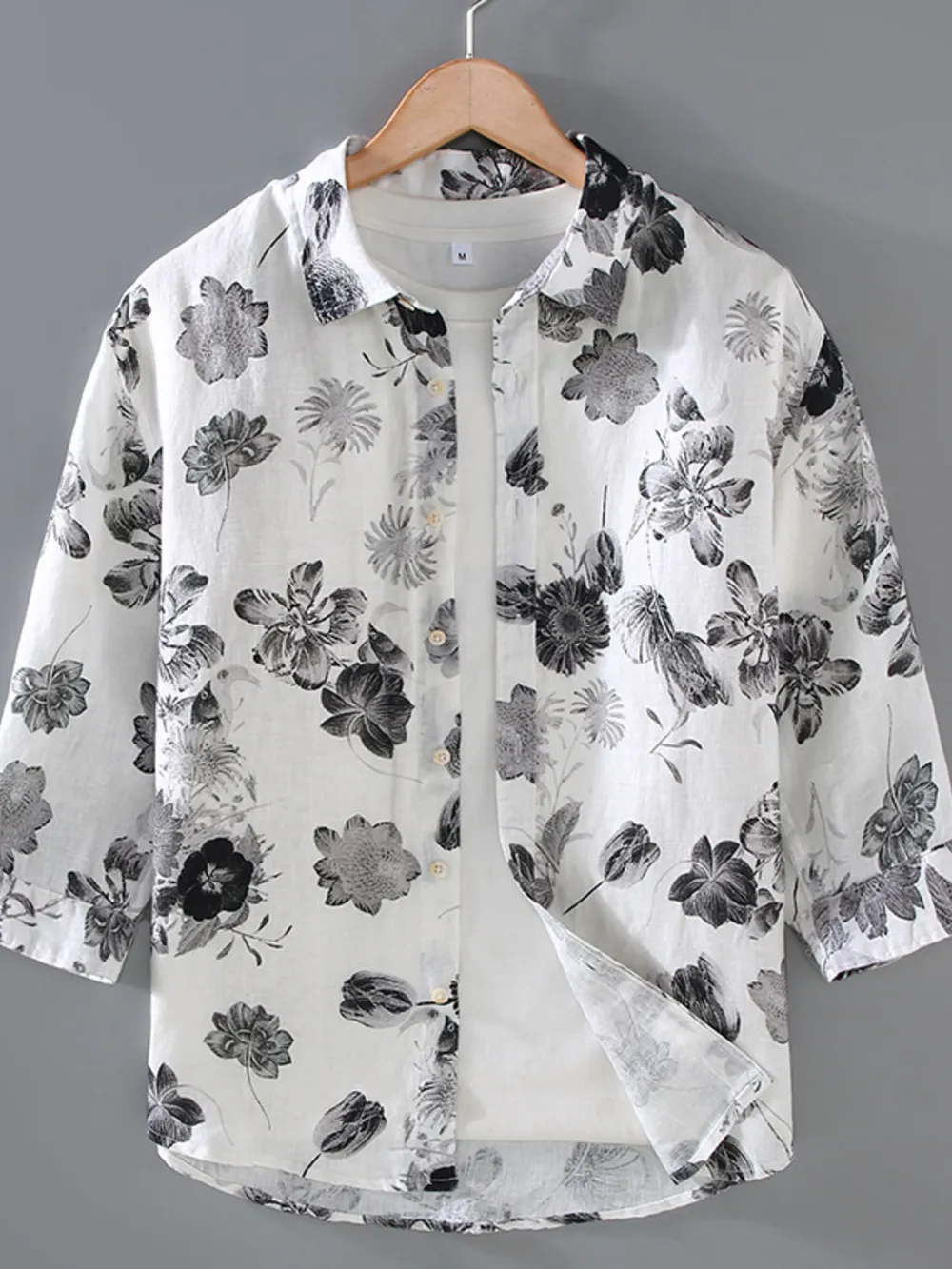 Men's Plus Size Printed Button Up Long Sleeve Shirt, image 2