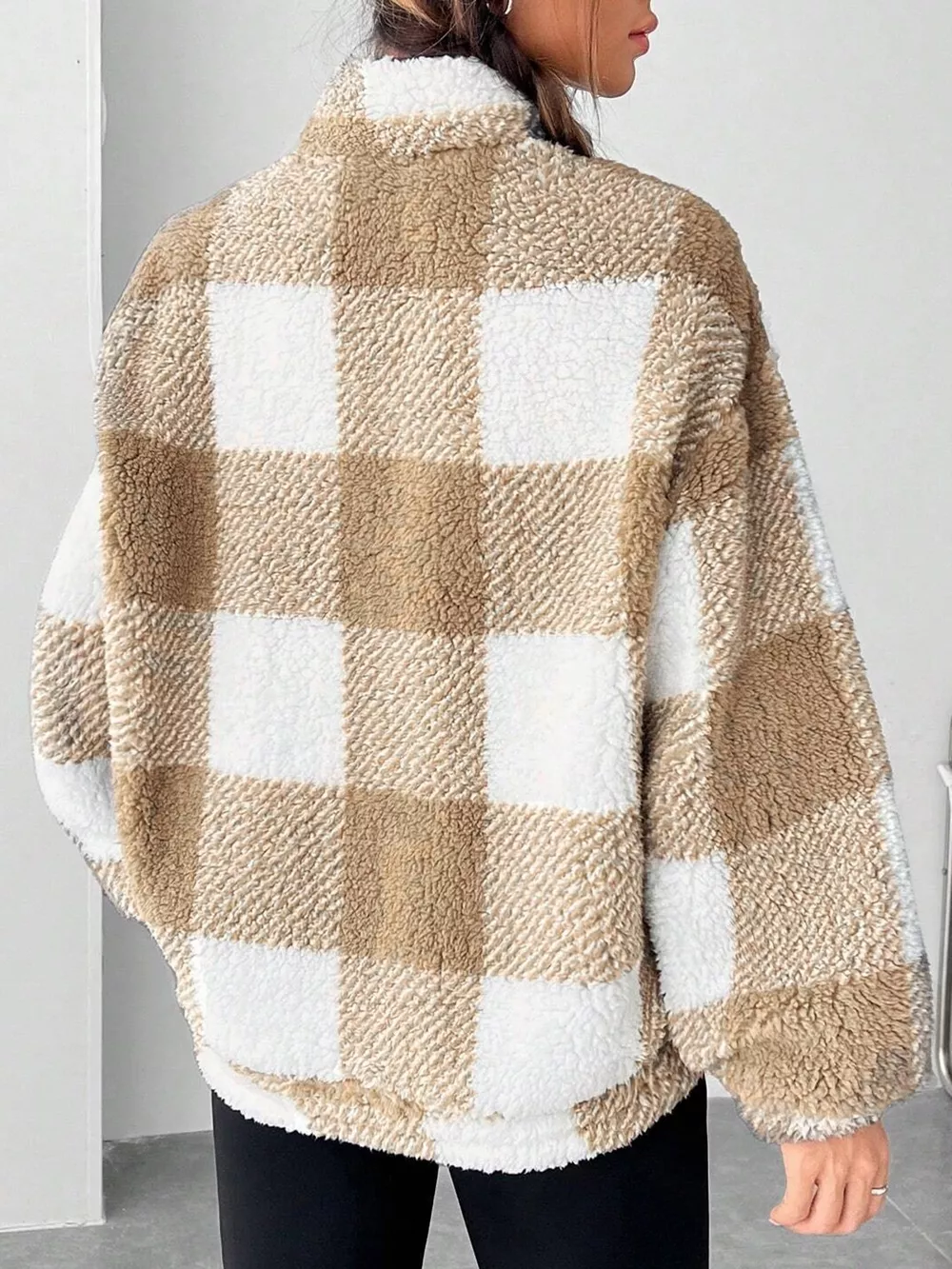 Full Size Plaid Sherpa Long Sleeve Sweatshirt Plus Size, image 15