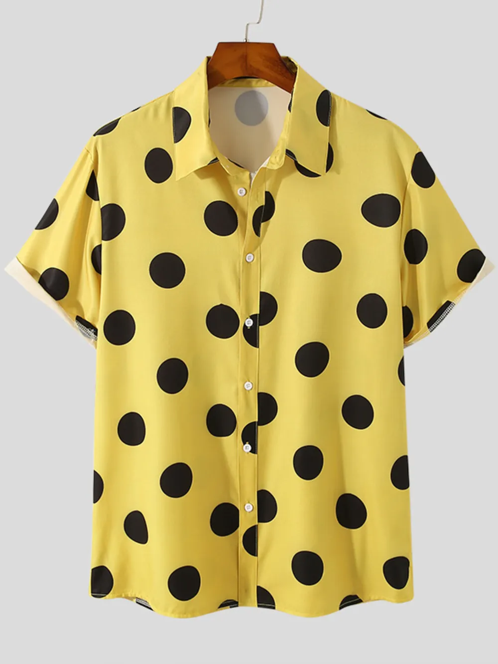 Men's Full Size Polka Dot Short Sleeve Button-Up Shirt Plus Size, image 2
