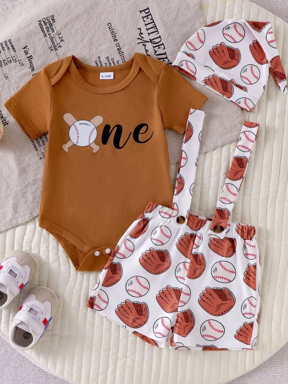 Children's Baseball Themed Bodysuit and Suspender Set, image 9
