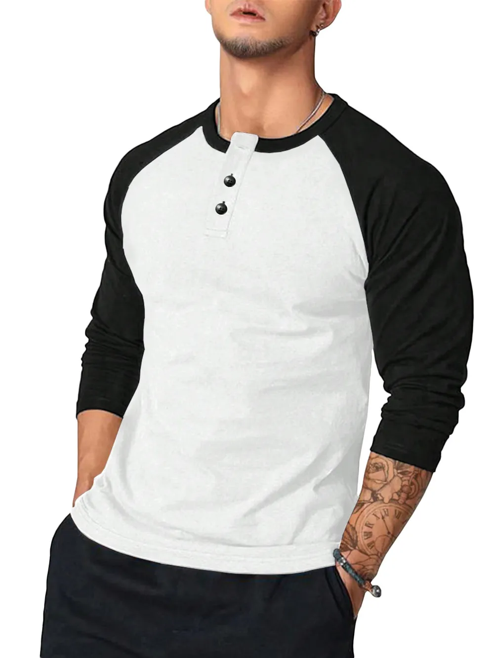 Men's Round Neck Raglan Sleeve T-Shirt, image 5