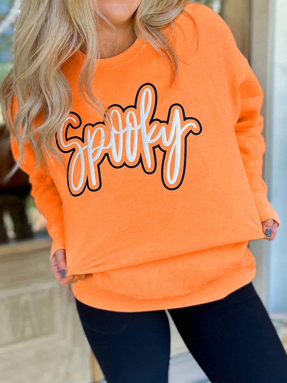 Spooky Round Neck Long Sleeve Sweatshirt, image 6