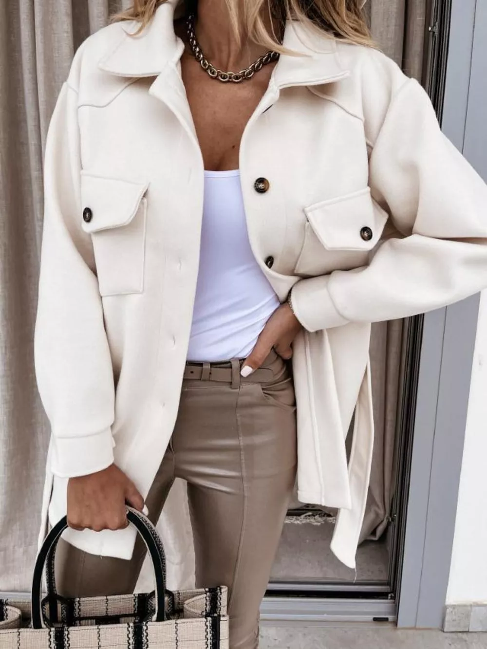 Button-Down Tie Waist Coat, image 3