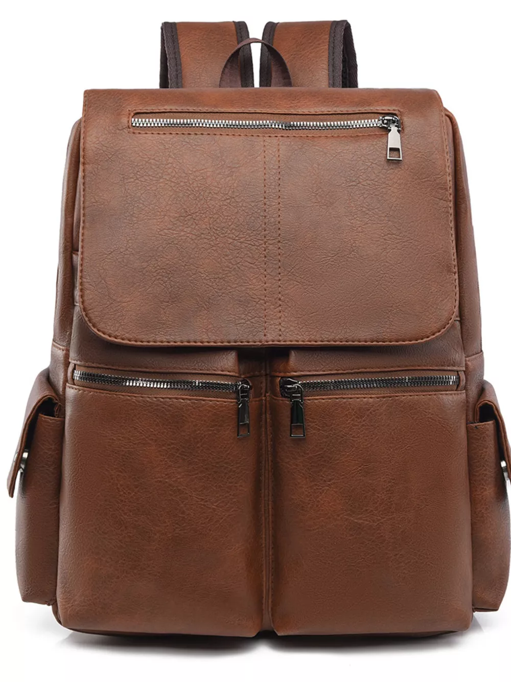 Leather Flapover Backpack Bag, image 5