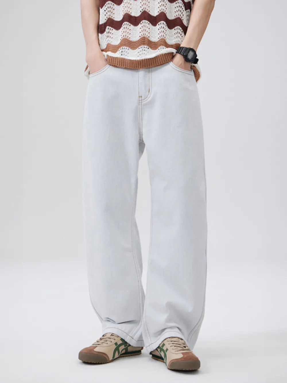 Men's Wash Wide Leg Jeans