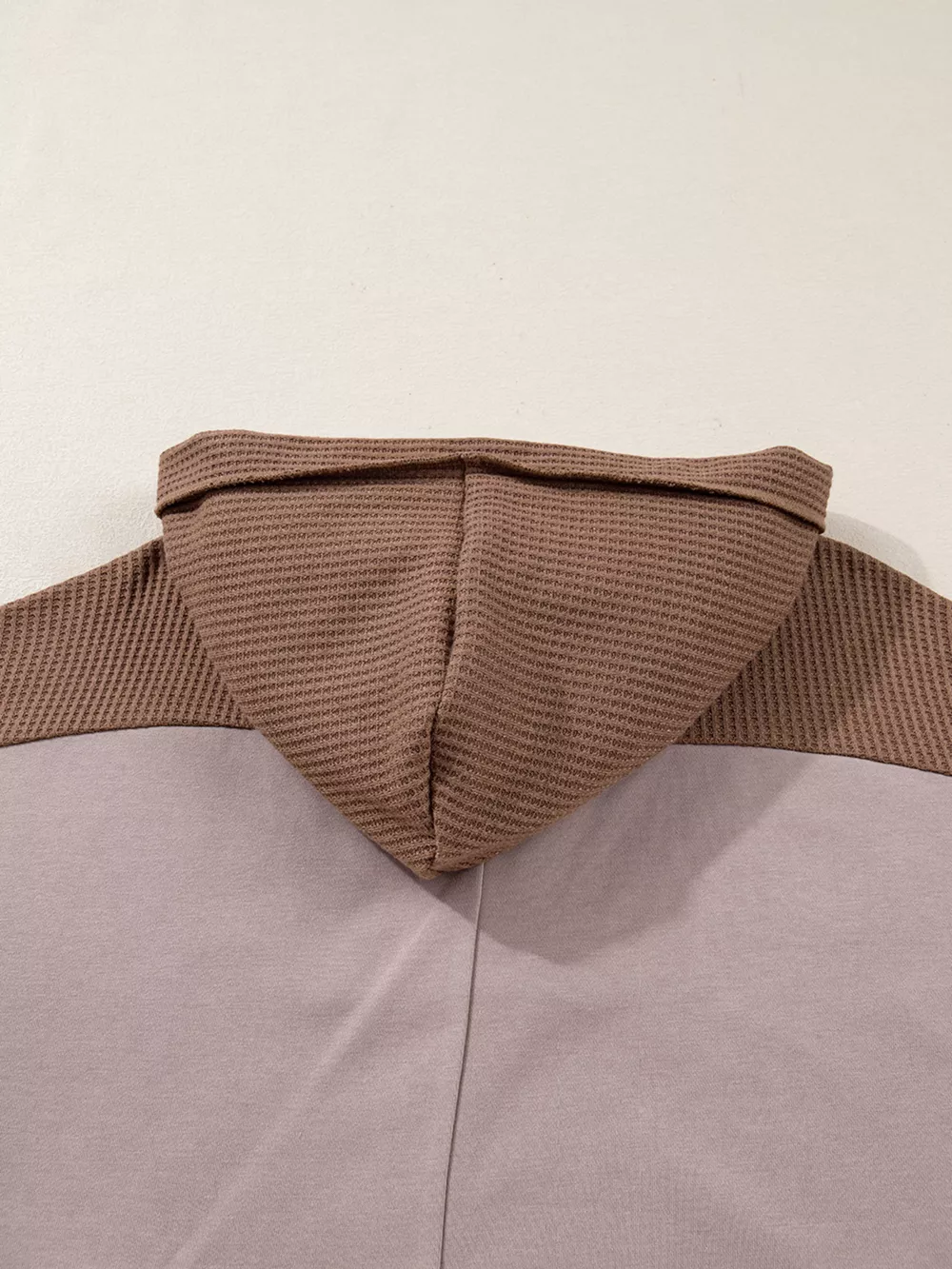 Oversize Waffle Patchwork Exposed Seam Casual Hoodie, image 5