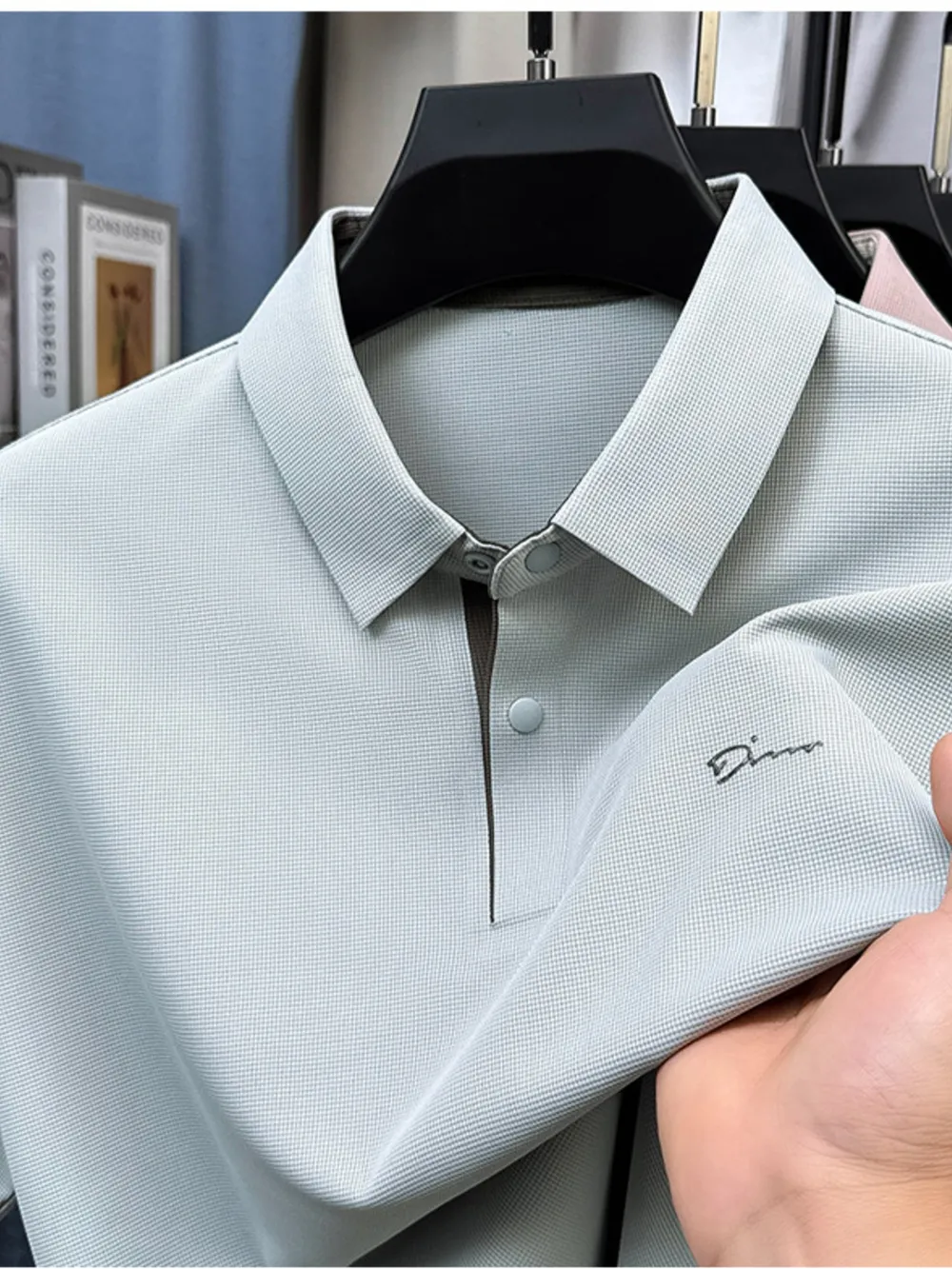 Men's Plus Size Button Detail Short Sleeve Polo, image 6