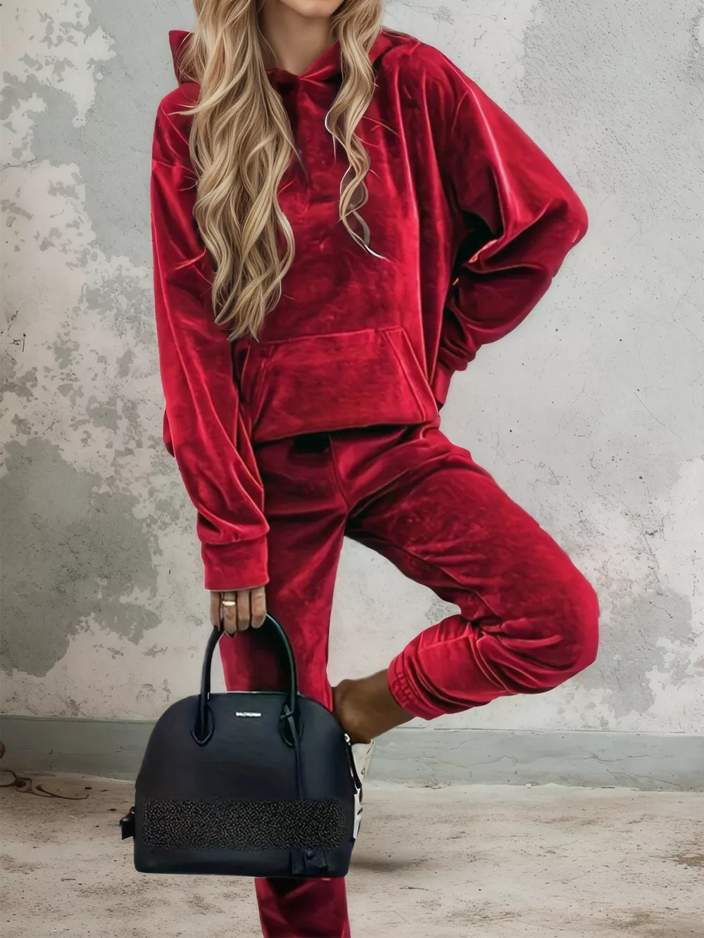 Velvet Long Sleeve Hoodie and Pants Set, image 12