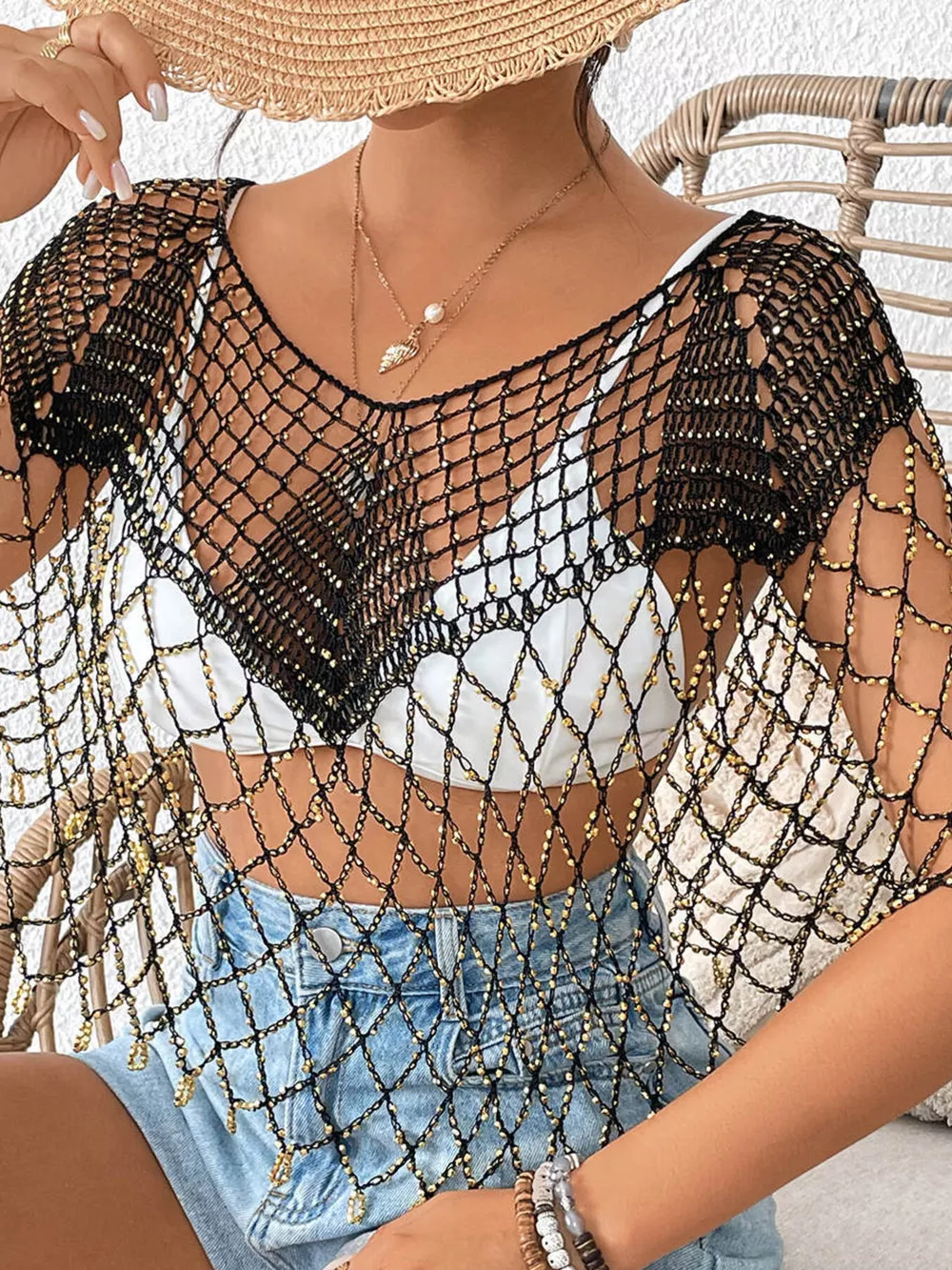 Beaded Crochet Cover Up, image 21