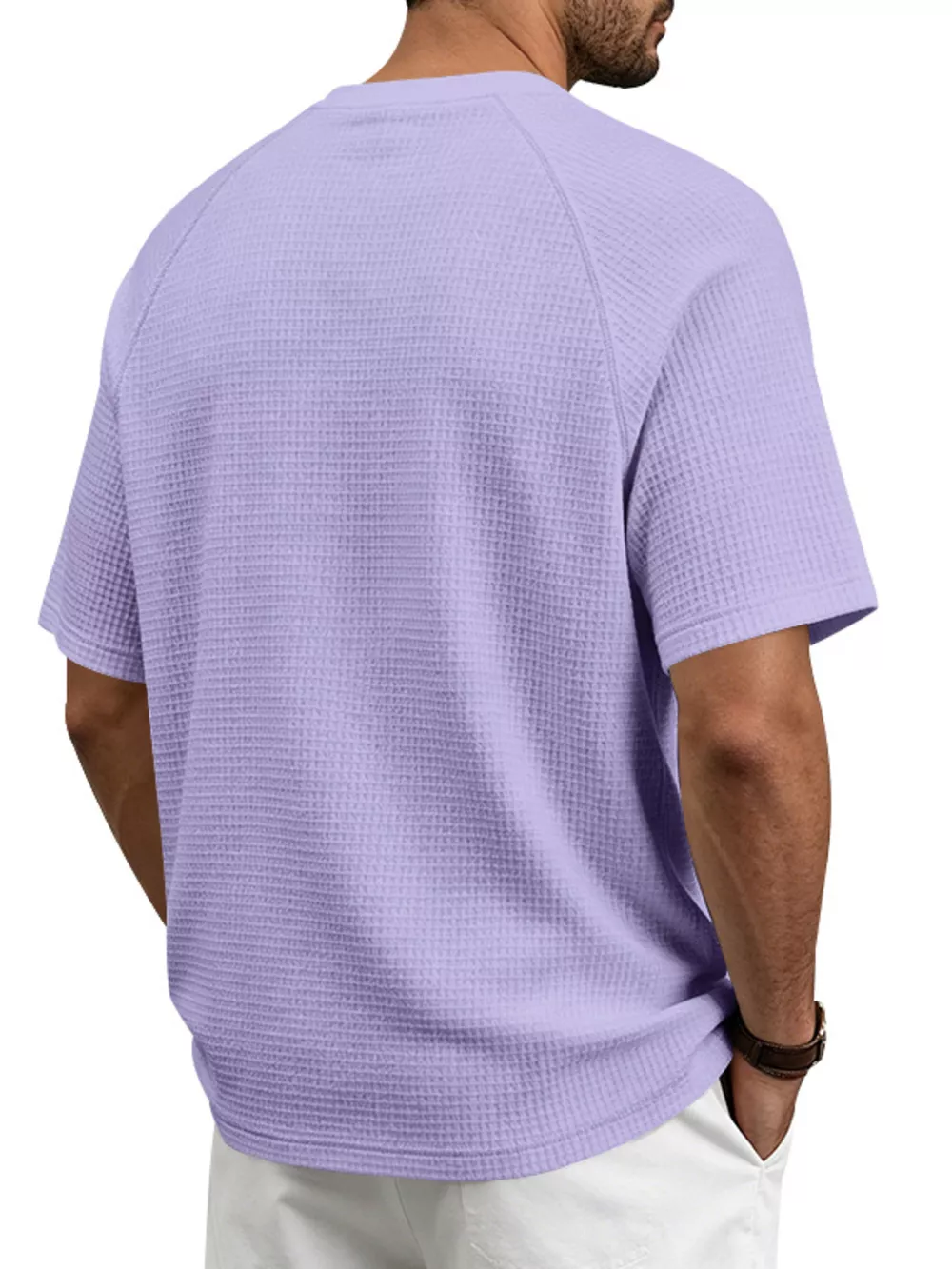 Men's Full Size Waffle Knit Raglan Short Sleeve T-Shirt Plus Size, image 3