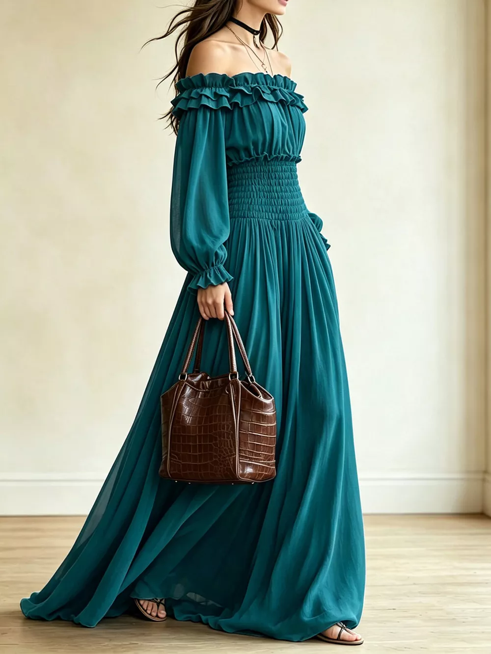 Full Size Off-Shoulder Ruffled Maxi Dress with Smocked Waist Plus Size, image 9