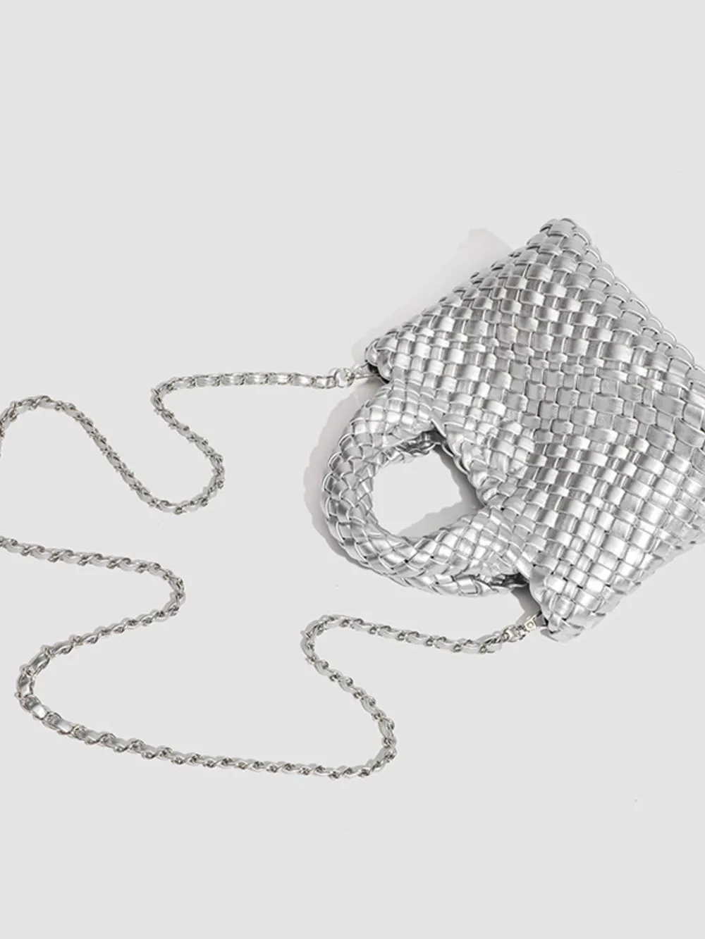 Woven Texture Mini Crossbody Bag with Chain Strap, image 6