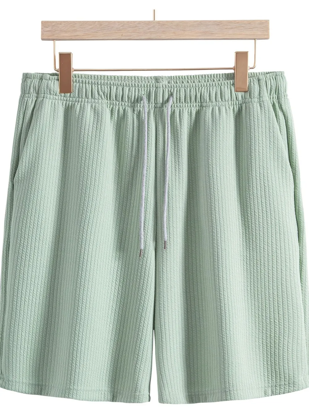 Men's Full Size Casual Textured Drawstring Shorts Plus Size, image 4