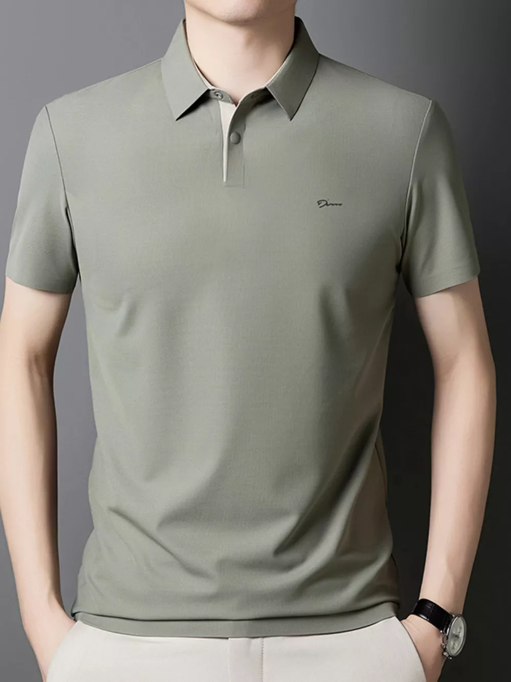 Men's Plus Size Button Detail Short Sleeve Polo, image 9
