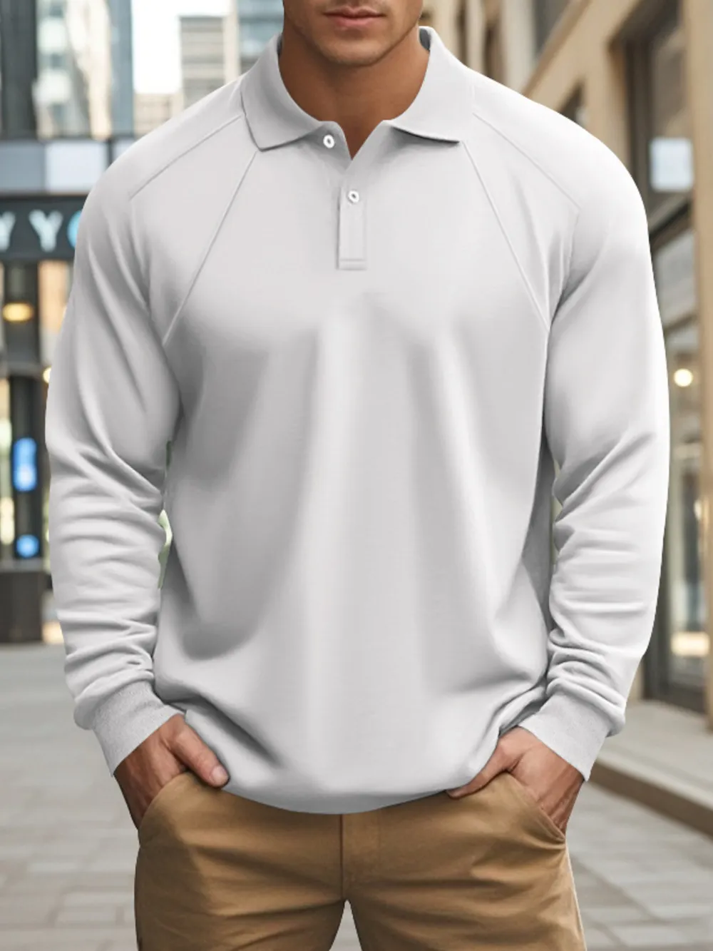 Men's Full Size Classic Collar Long Sleeve Polo Plus Size, image 2