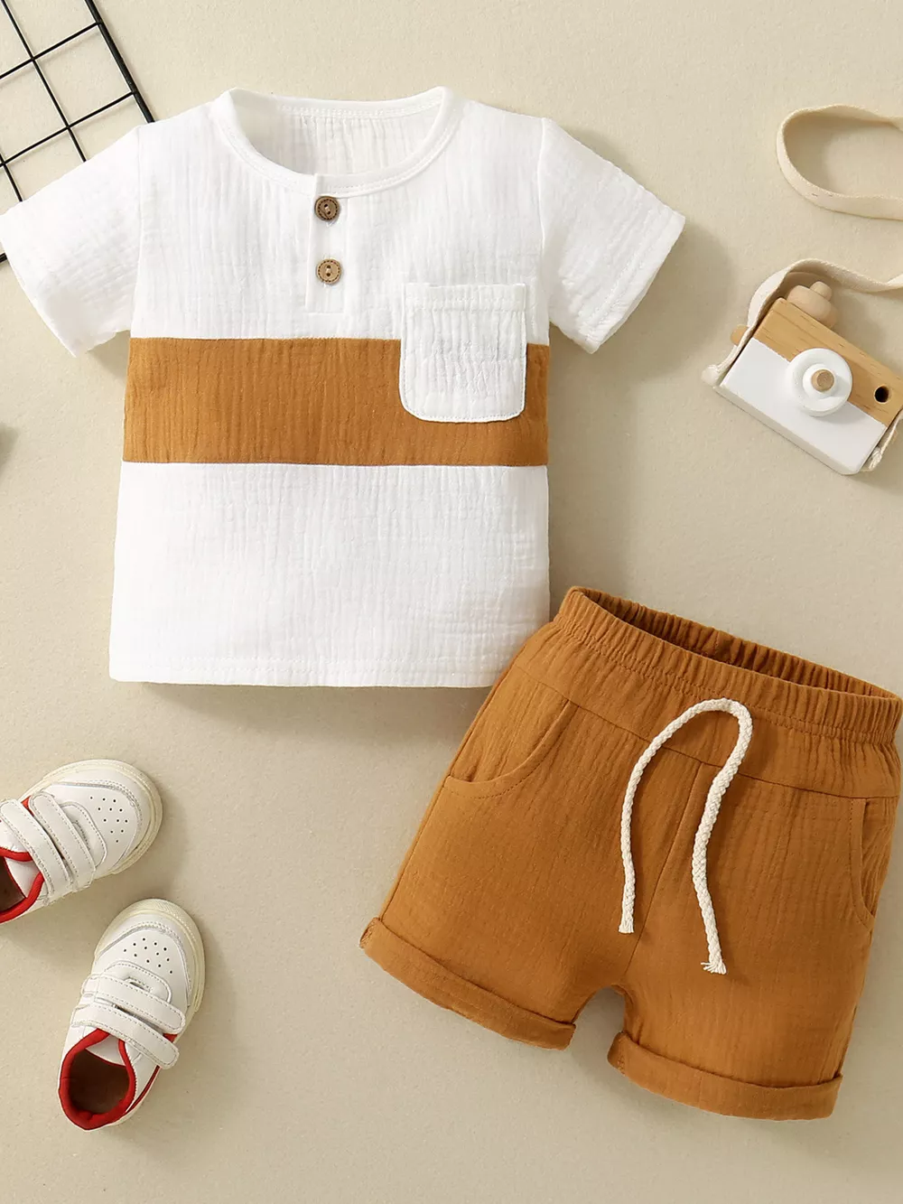Children's Color Block Top and Shorts Set, image 2