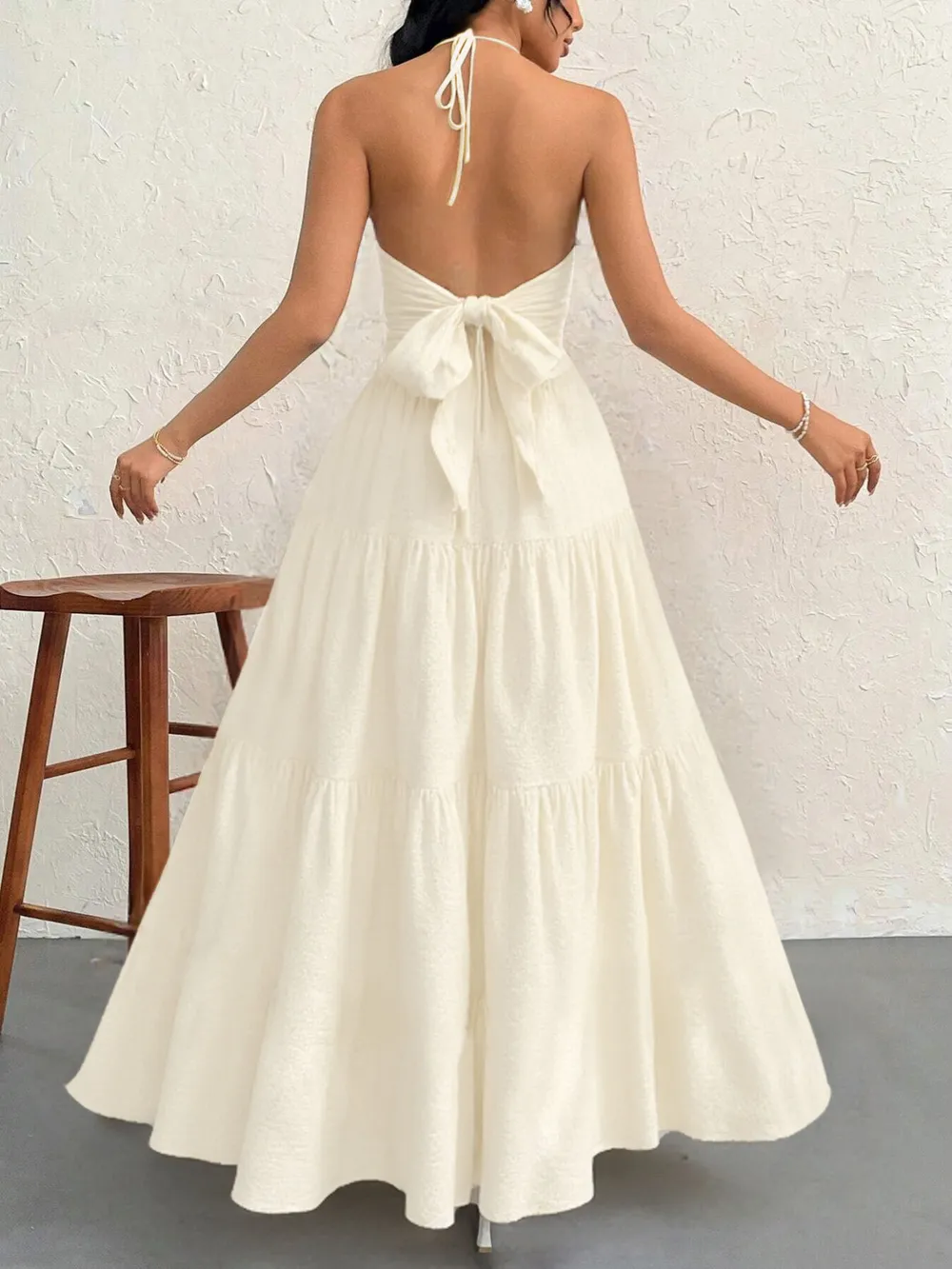 Halter Neck Tiered Maxi Dress, image 5
