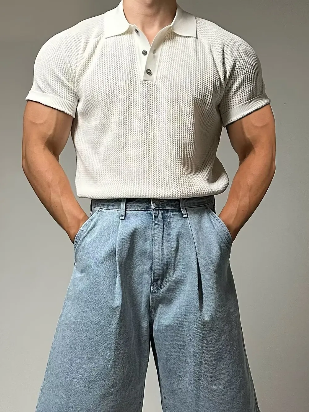 Men's Full Size Textured Knit Short Sleeve Polo Plus Size, image 7