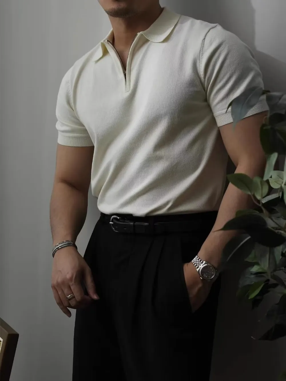 Men's Full Size Zip Collar Short Sleeve Polo Plus SIze, image 5