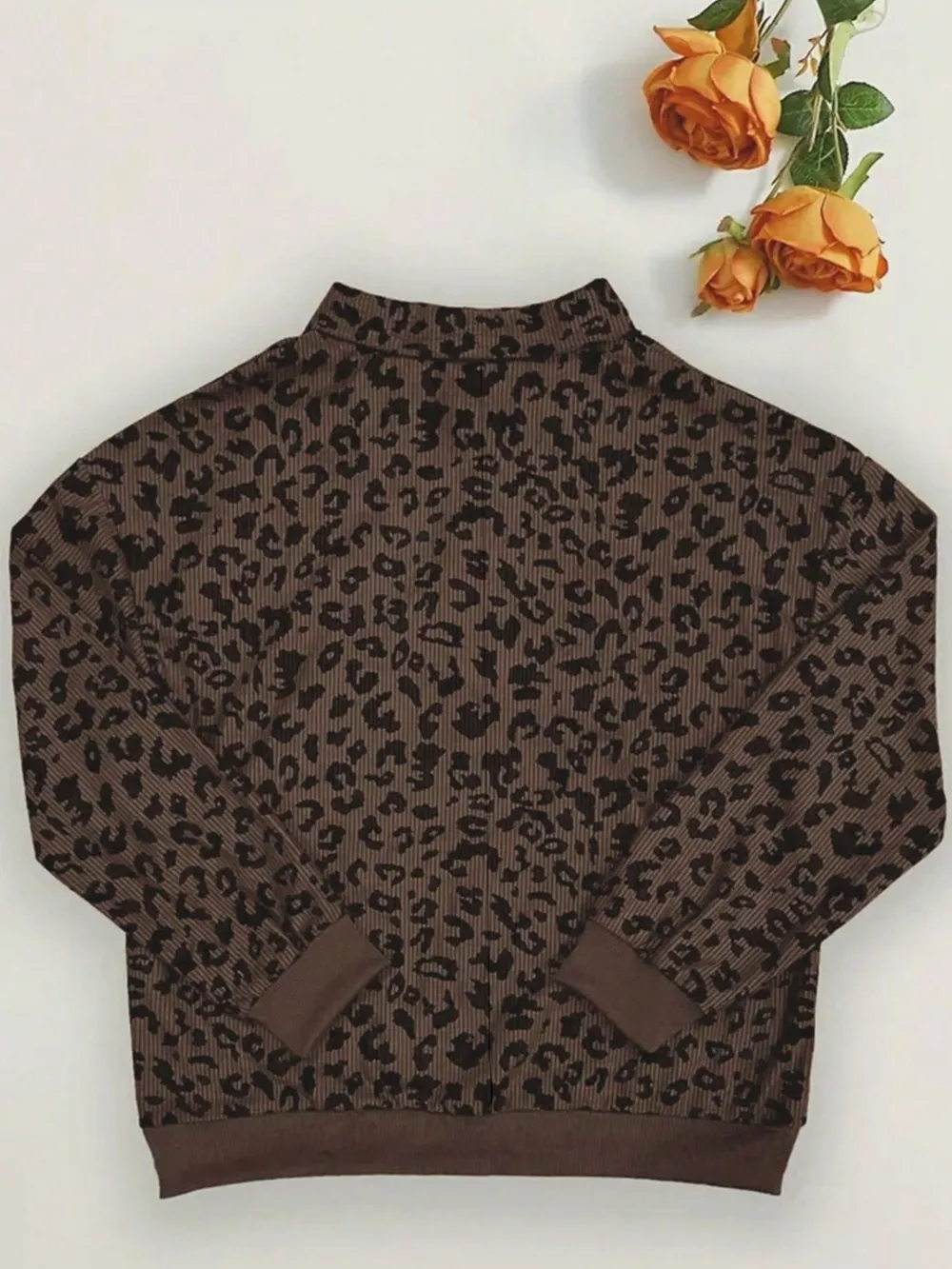 Leopard Print Quarter-Zip Sweatshirt, image 7