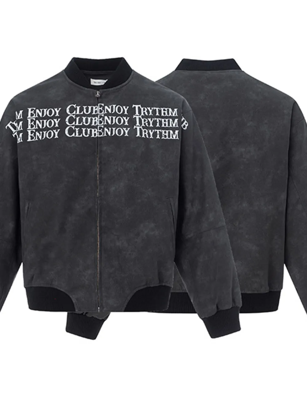 Men's Zip Up Letter Graphic Bomber Jacket, image 3