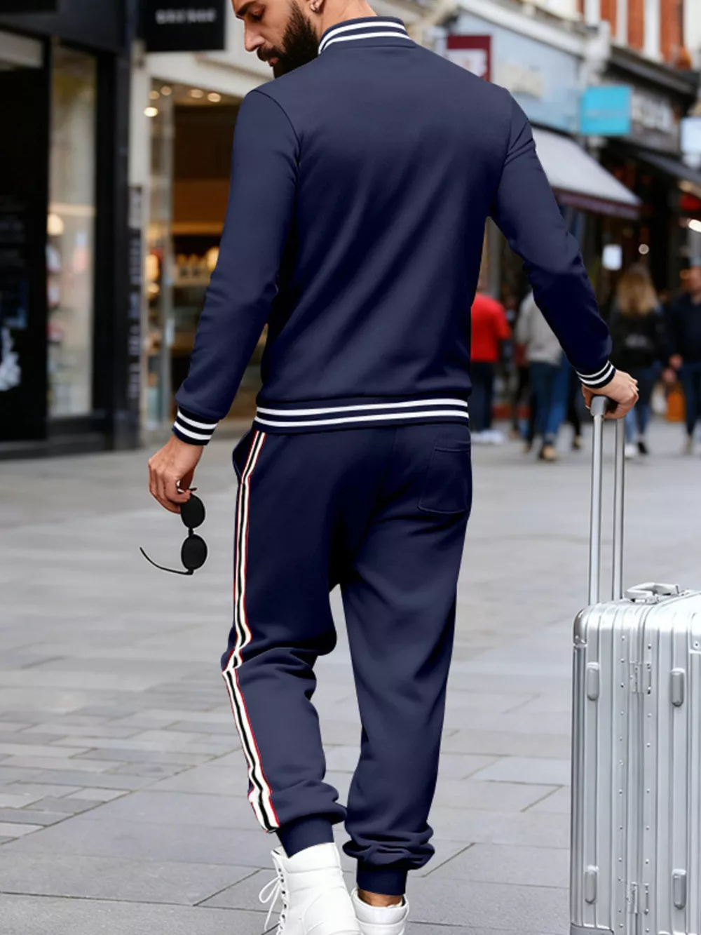 Men's Full Size Striped Snap Down Top and Pants Set Plus Size, image 6